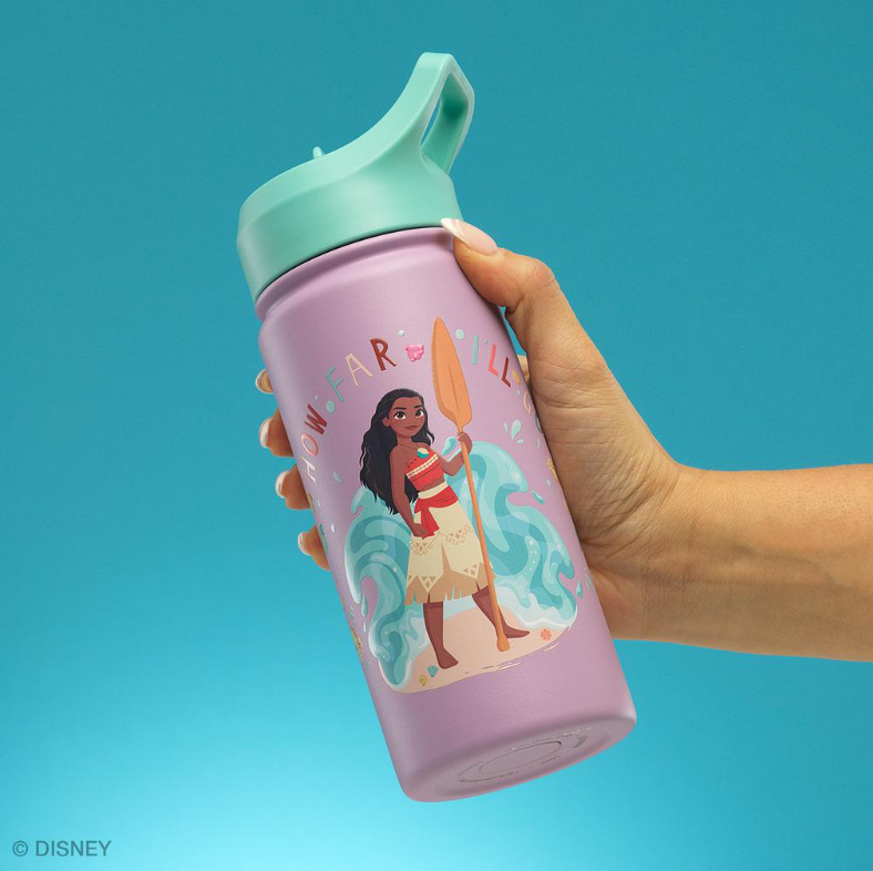 JoyJolt Botellas de Agua para Niños – Moana – Pack 2 (16 oz / 473 mL)