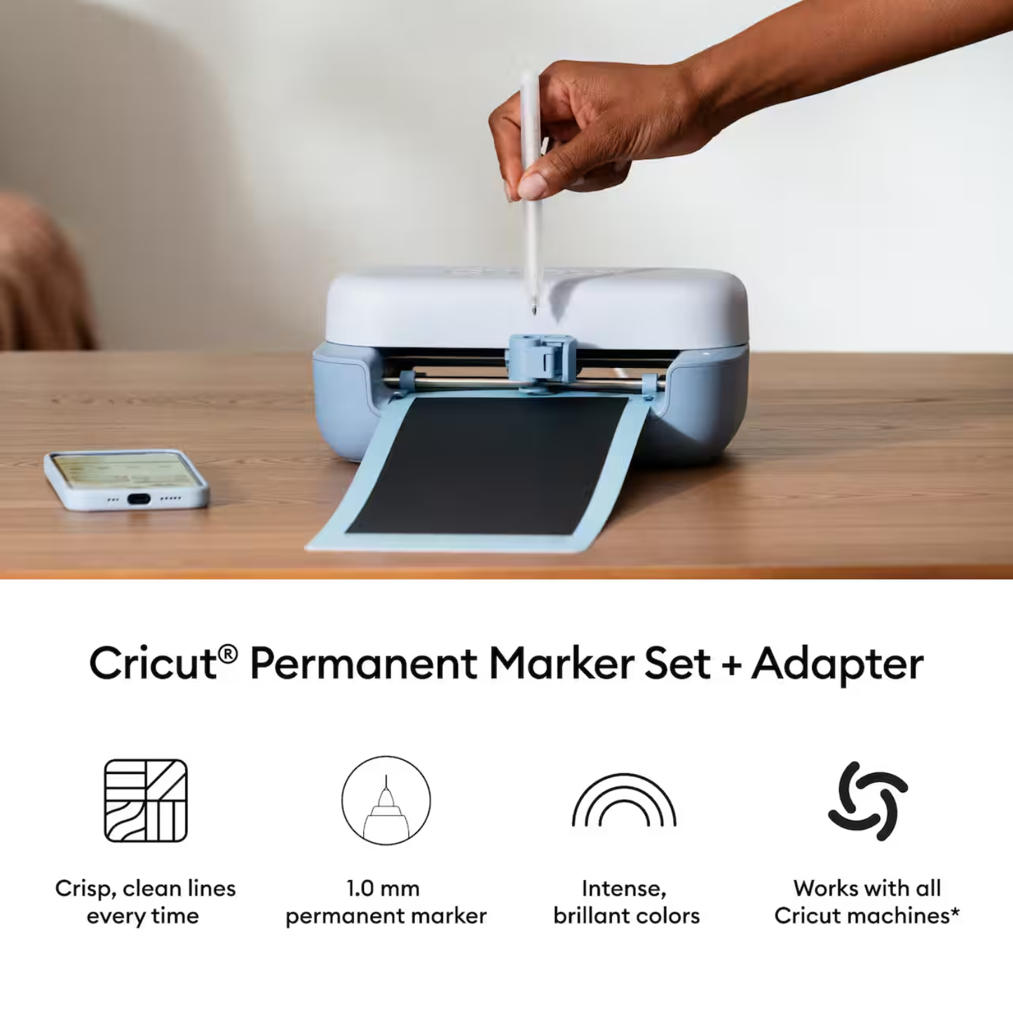 Cricut® 1.0mm Gold, Silver & Copper Permanent Metallic Marker Set + Adapter