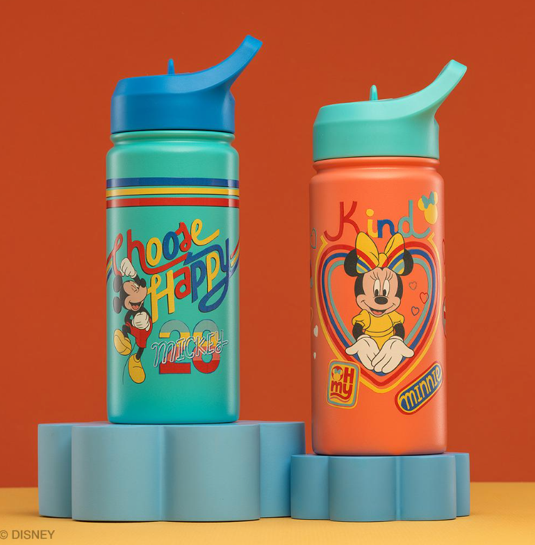 JoyJolt Botellas de Agua para Niños – Mickey Mouse & Minnie Mouse – Pack 2 (16 oz / 473 mL)