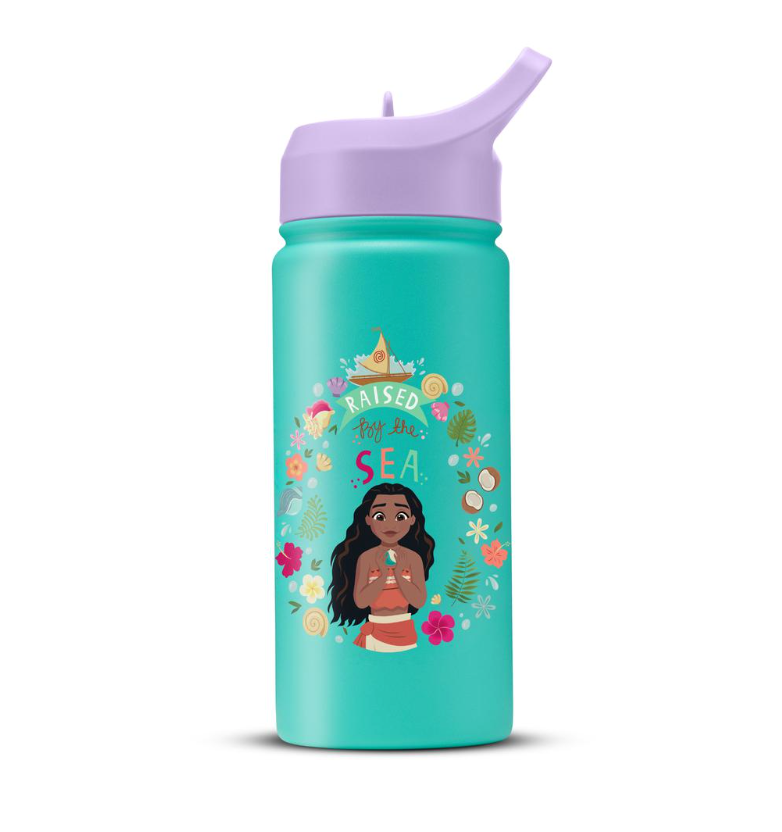 JoyJolt Botellas de Agua para Niños – Moana – Pack 2 (16 oz / 473 mL)