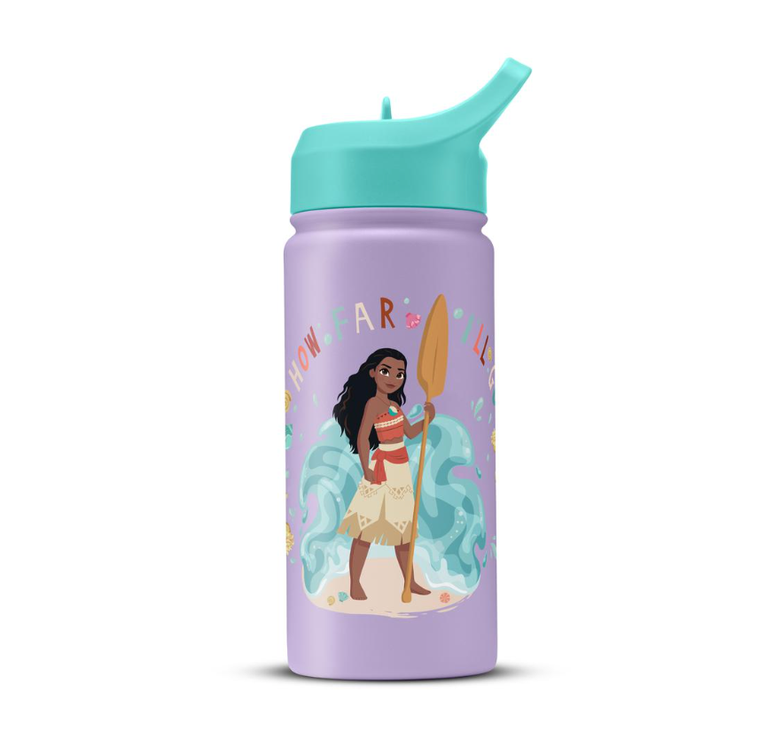 JoyJolt Botellas de Agua para Niños – Moana – Pack 2 (16 oz / 473 mL)