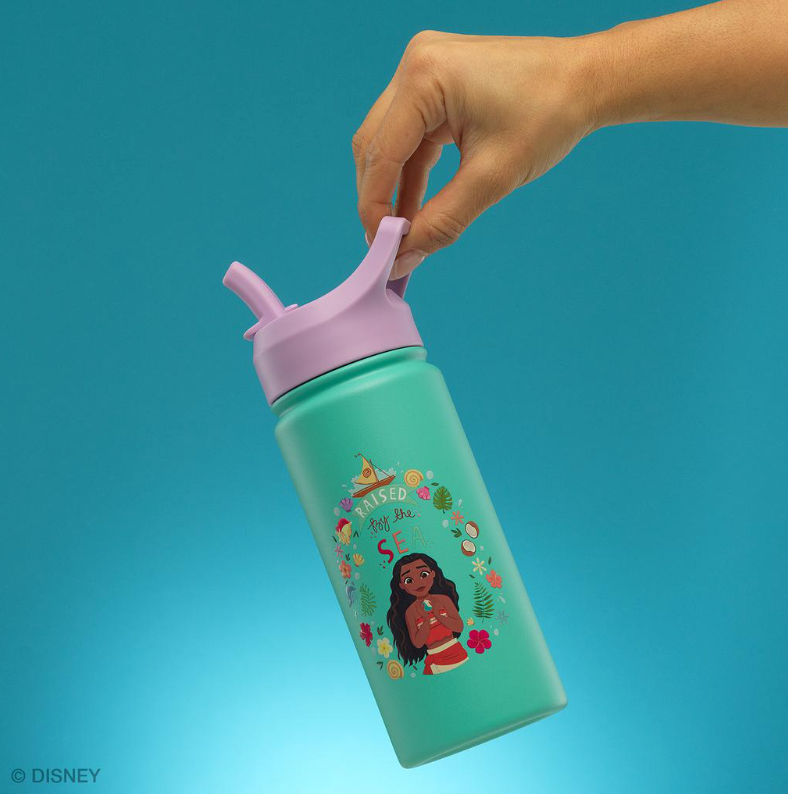 JoyJolt Botellas de Agua para Niños – Moana – Pack 2 (16 oz / 473 mL)