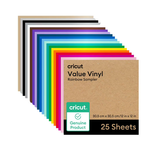 Cricut Value Vinyl – Pack de 25 hojas (colores surtidos)