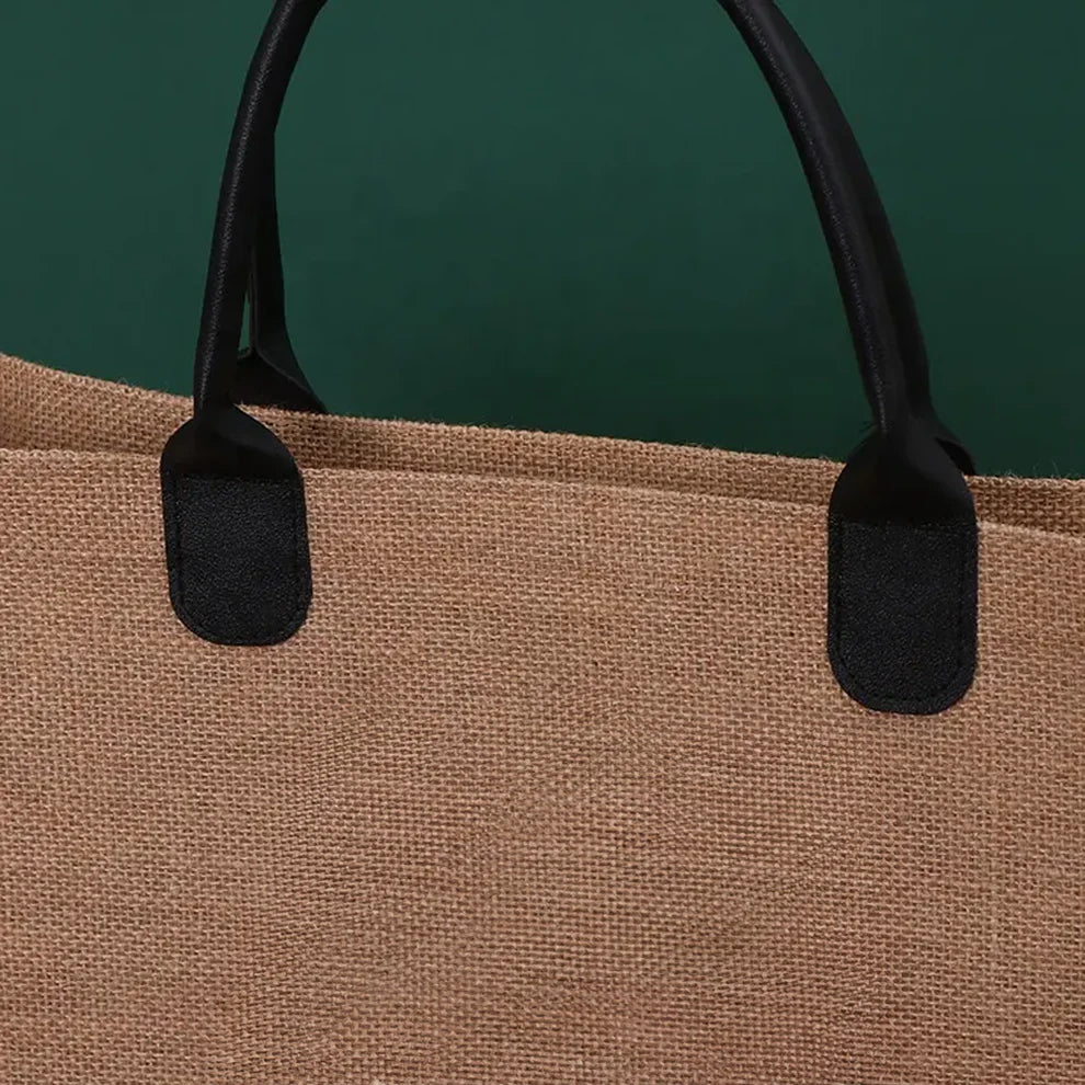 Dark Leather Jute Bag