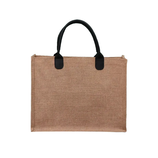 Dark Leather Jute Bag